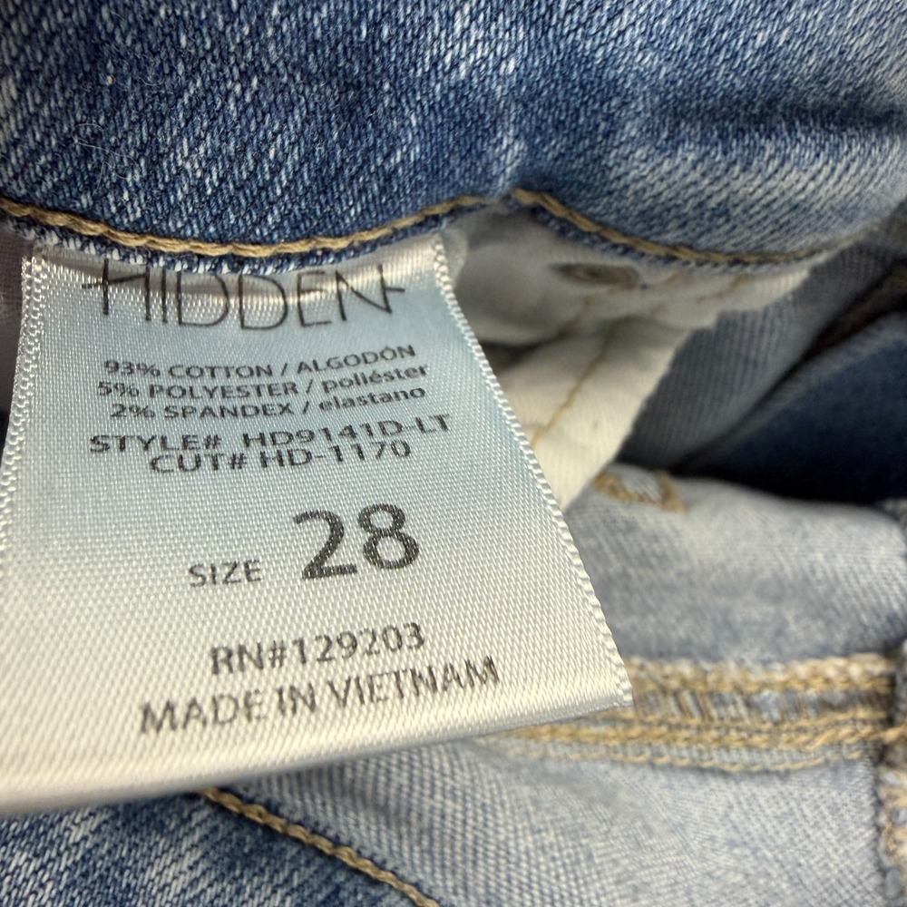 Hidden Jeans Womens 28x30 Blue Cotton Denim Wide-Leg Distressed Workwear Stretch - Picture 7 of 11